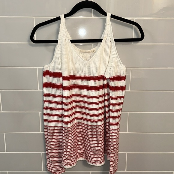 Peek-A-Boo Shoulder Striped Sweater - Picture 3 of 14